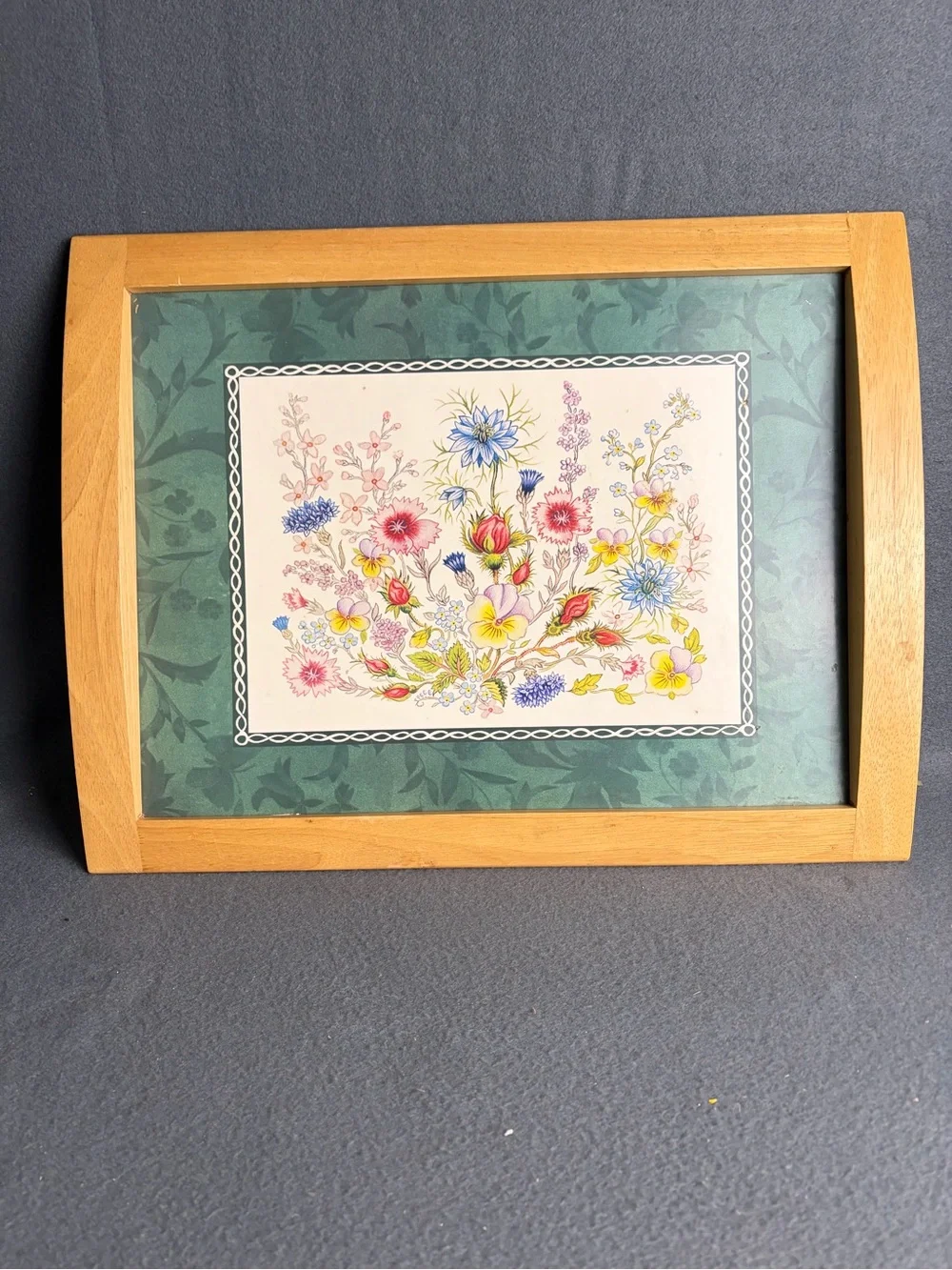 Vintage Aynsley Wild Tudor Floral Serving Tray Framed Placemat Cottagecore Decor